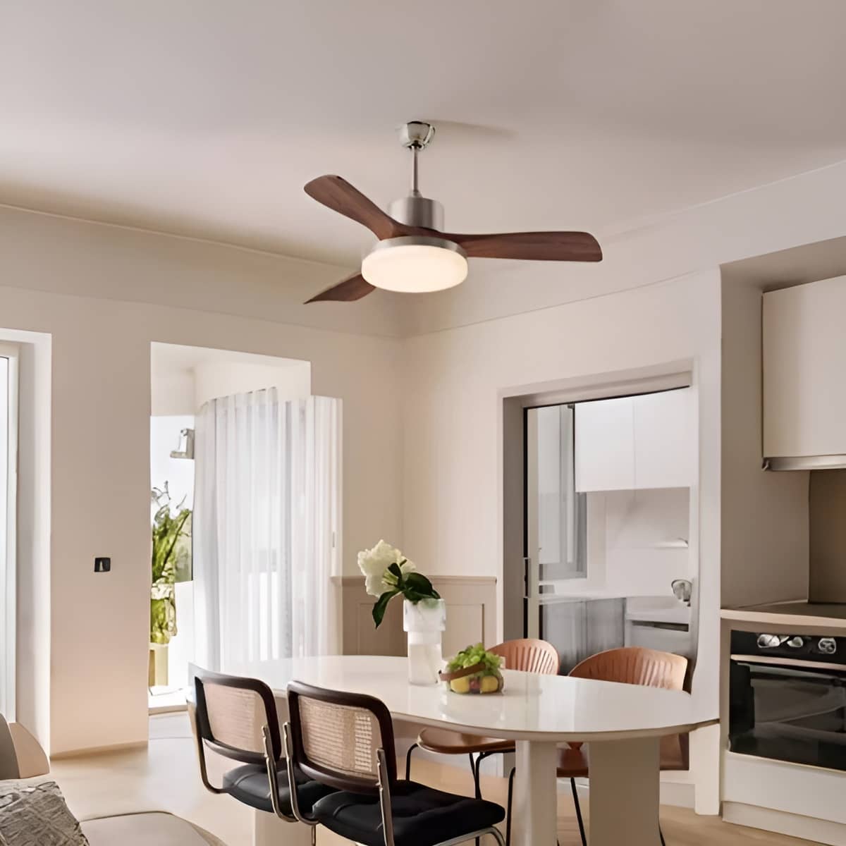 Minimalist Vintage Ceiling Fan for Bedroom with LED Light