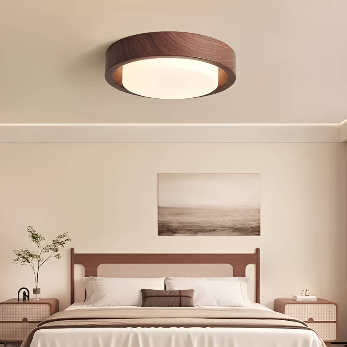 Minimalist Wood Grain LED Round Ceiling Light