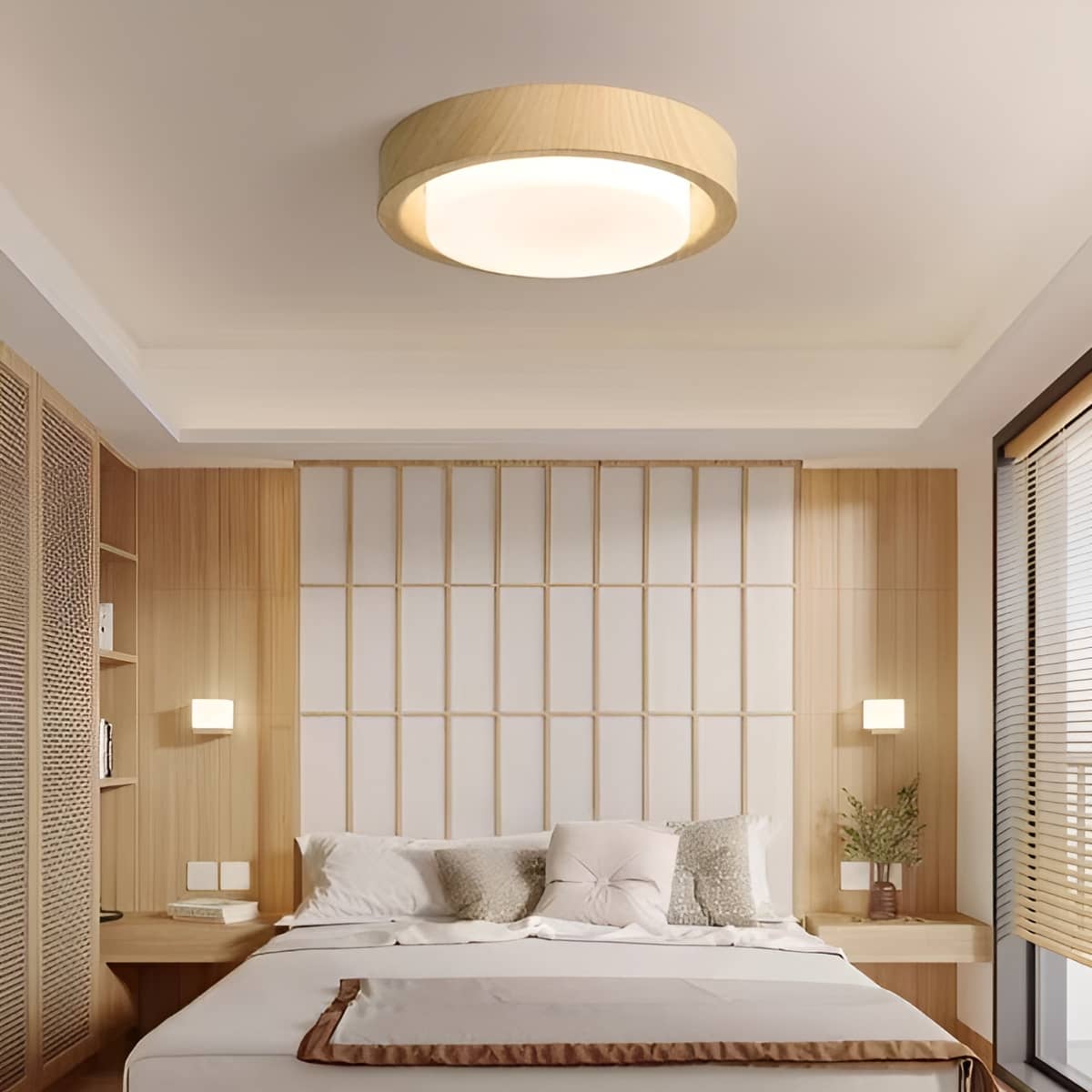 Minimalist Wood Grain LED Round Ceiling Light
