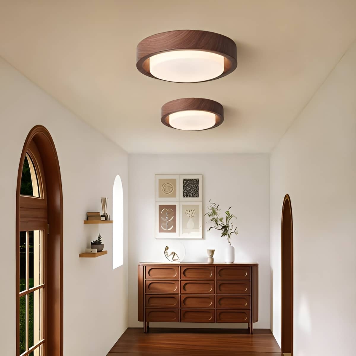 Minimalist Wood Grain LED Round Ceiling Light