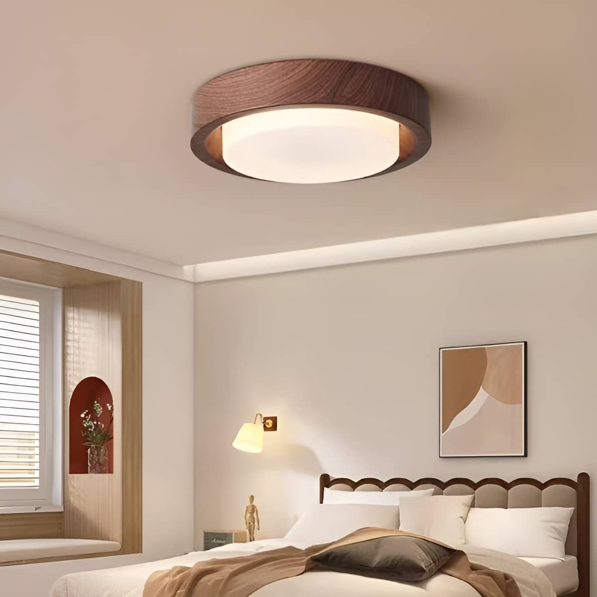 Minimalist Wood Grain LED Round Ceiling Light