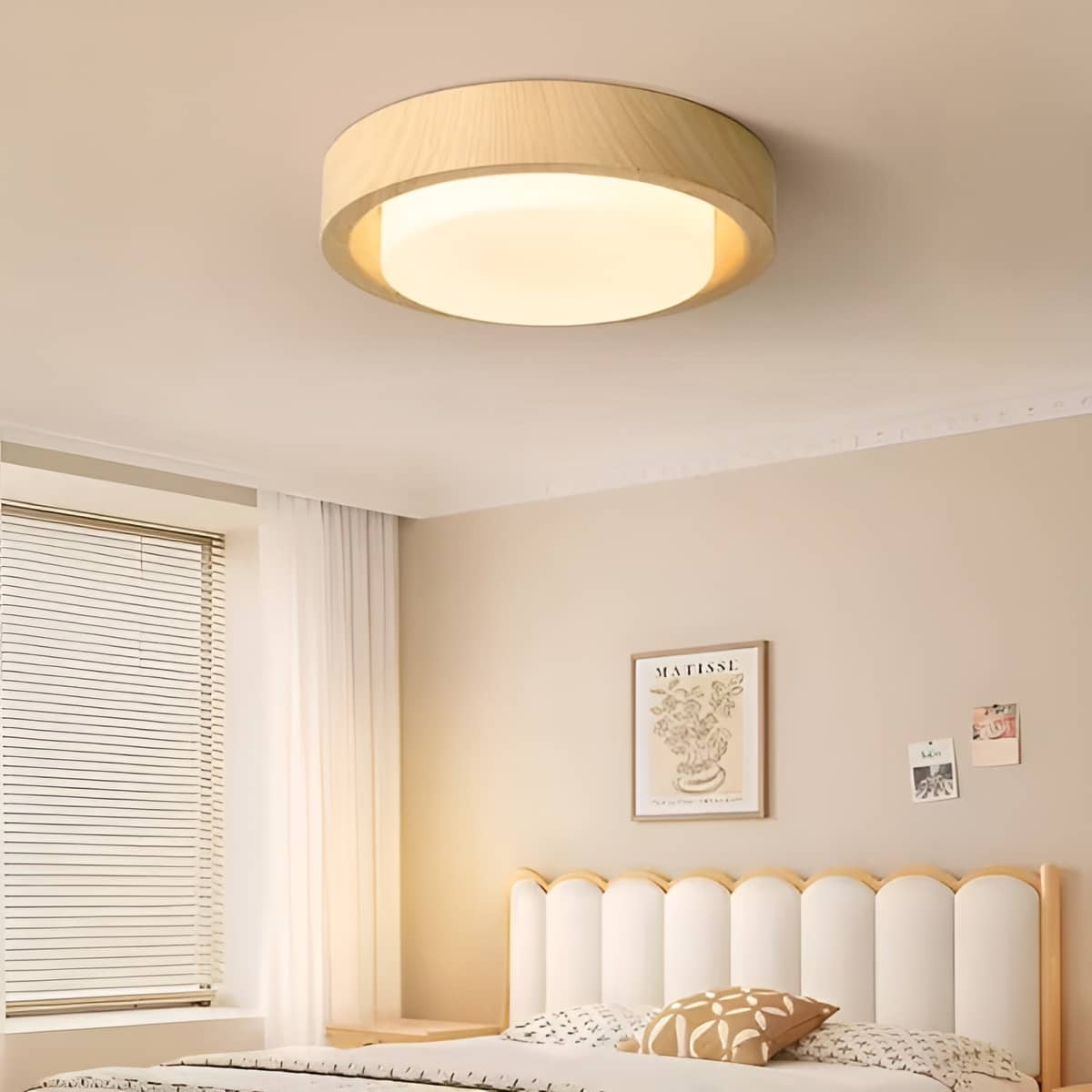 Minimalist Wood Grain LED Round Ceiling Light