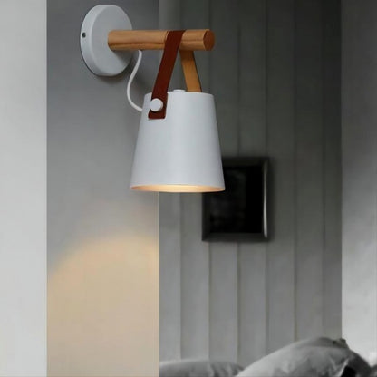 Minimalist  Wooden Belt Bucket Wall Sconce