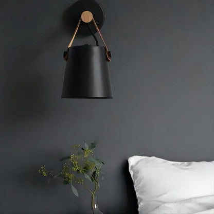 Minimalist  Wooden Belt Bucket Wall Sconce