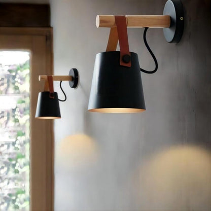 Minimalist  Wooden Belt Bucket Wall Sconce