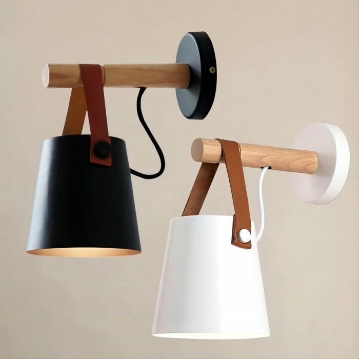 Minimalist  Wooden Belt Bucket Wall Sconce