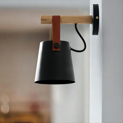 Minimalist  Wooden Belt Bucket Wall Sconce