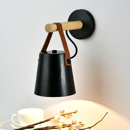 Minimalist  Wooden Belt Bucket Wall Sconce