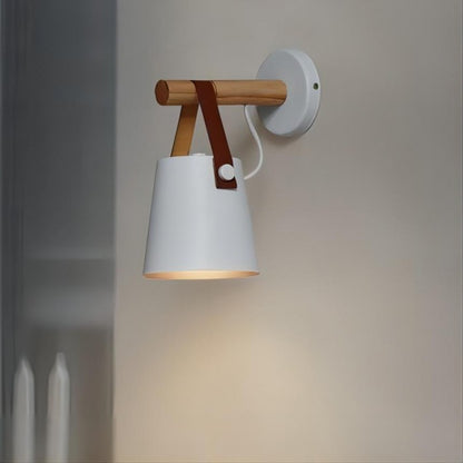 Minimalist  Wooden Belt Bucket Wall Sconce