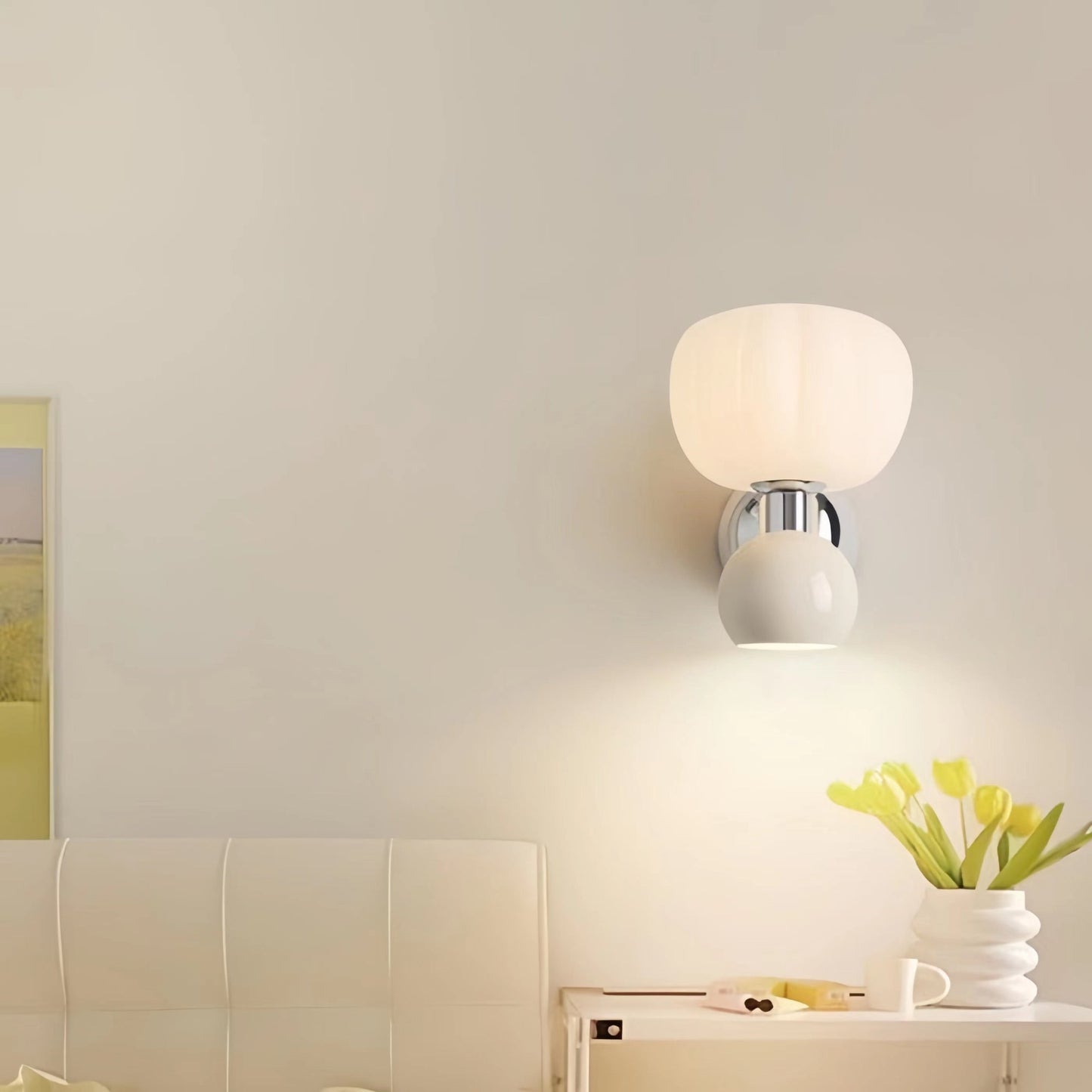 Modern Bauhaus Cream Pumpkin Wall Lamp