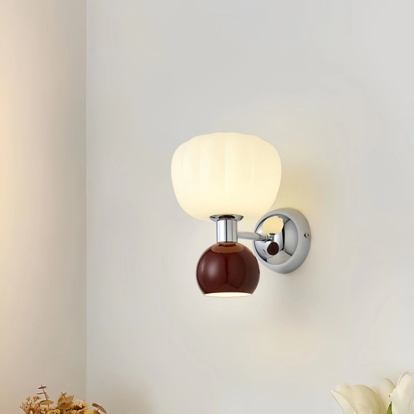 Modern Bauhaus Cream Pumpkin Wall Lamp