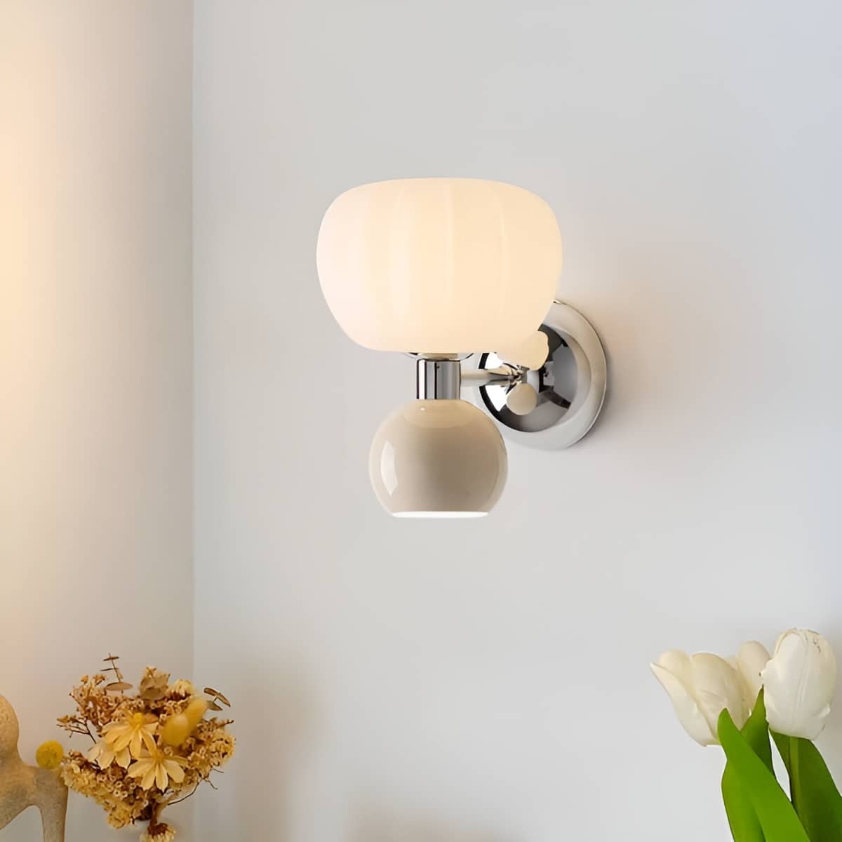 Modern Bauhaus Cream Pumpkin Wall Lamp