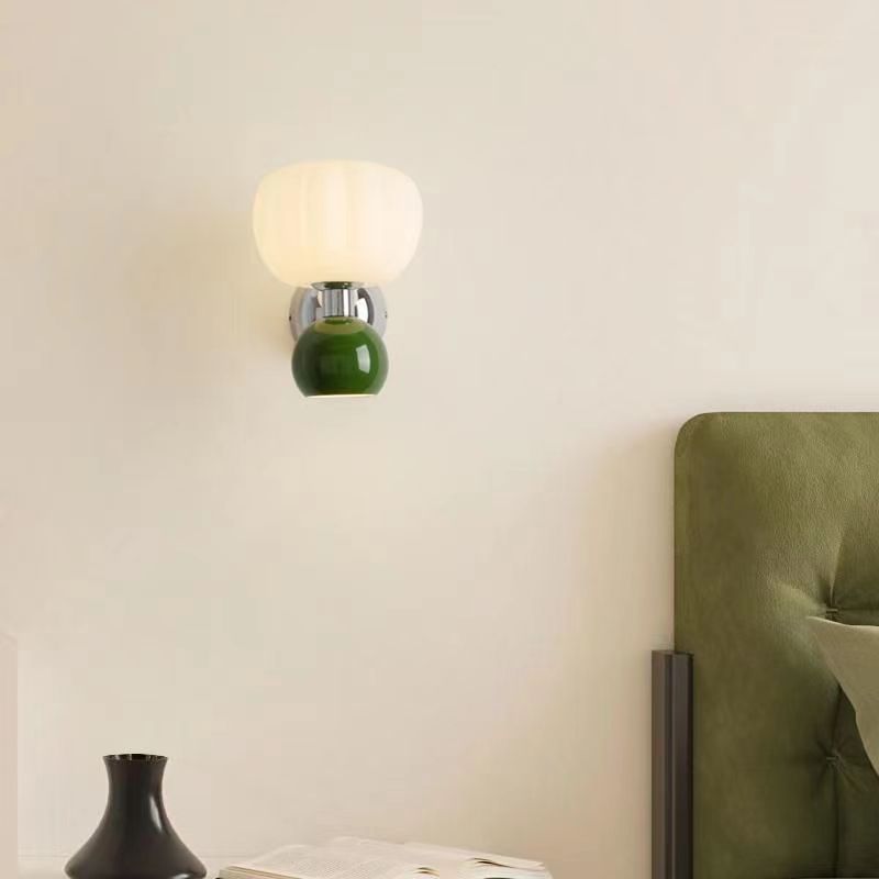 Modern Bauhaus Cream Pumpkin Wall Lamp