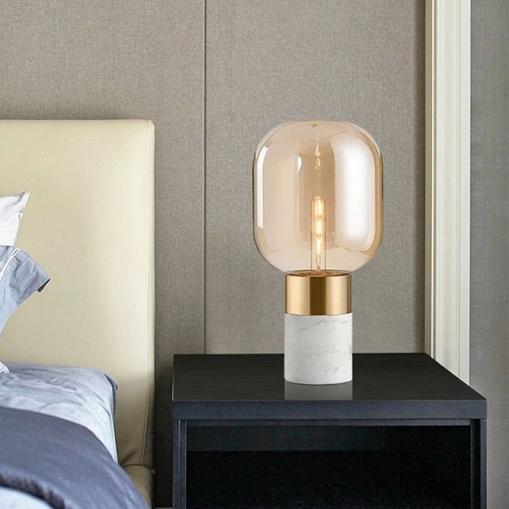 Modern Capsule Shaped Marble Table Lamp