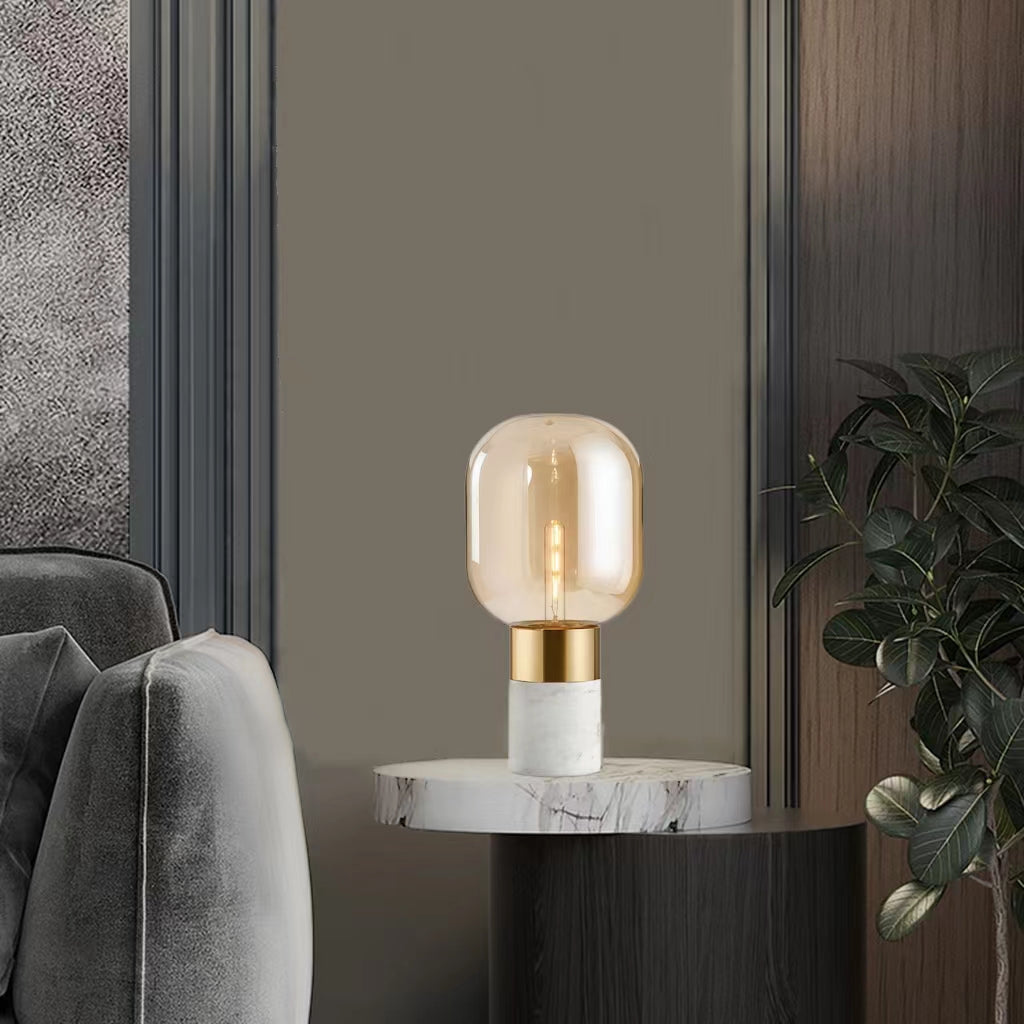 Modern Capsule Shaped Marble Table Lamp