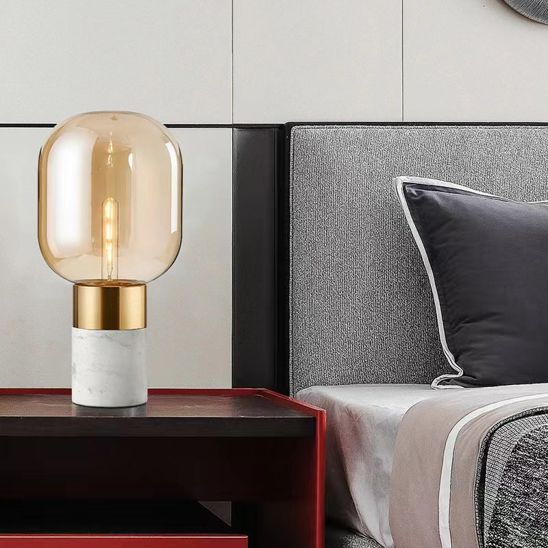 Modern Capsule Shaped Marble Table Lamp