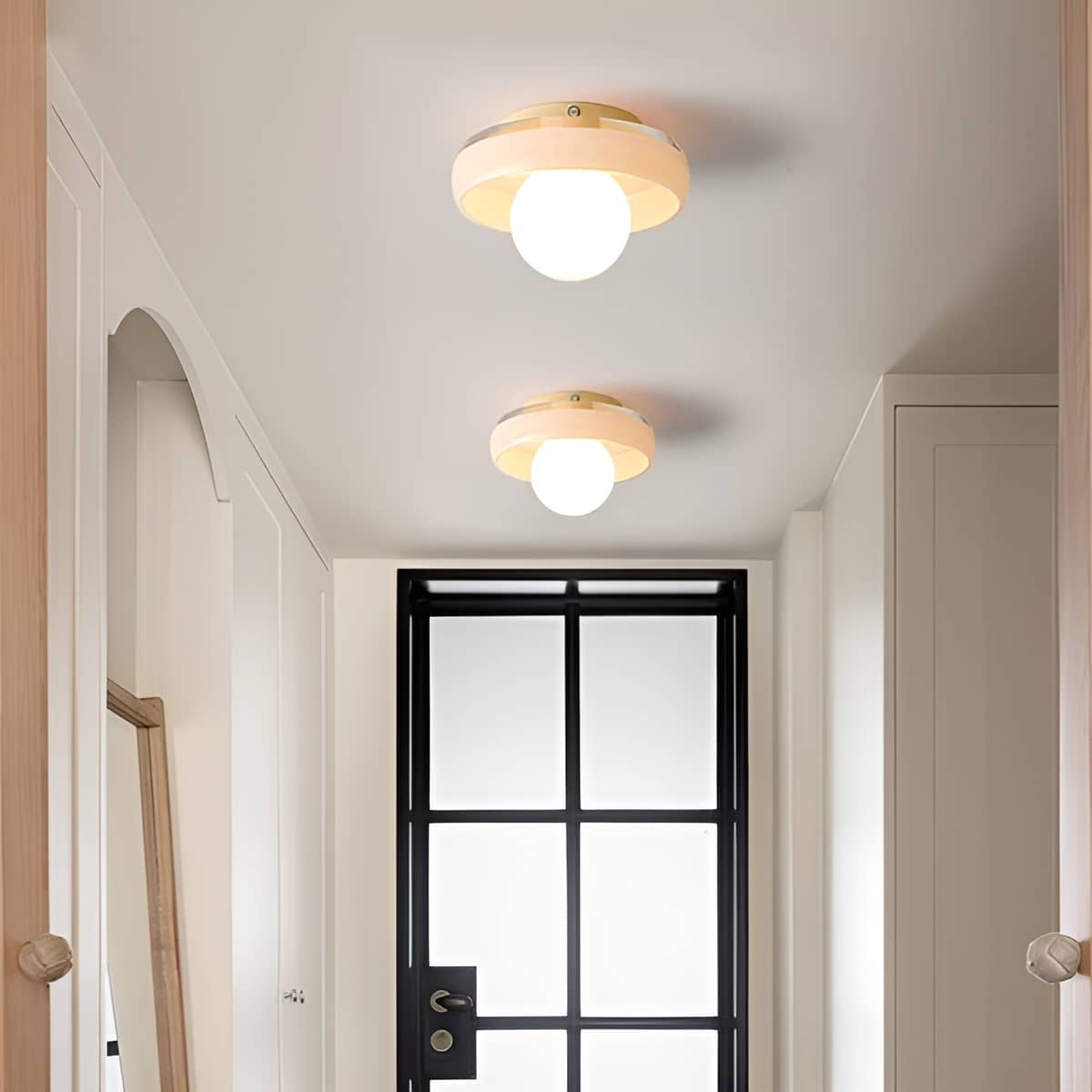 Modern Colored Glass Ceiling Light With White Globe