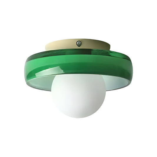 Modern Colored Glass Ceiling Light With White Globe