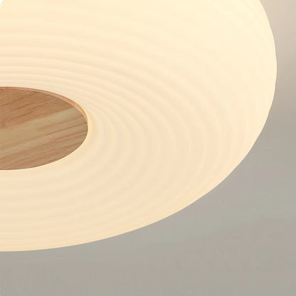 Modern Cream Ribbed Round Ceiling Lamp