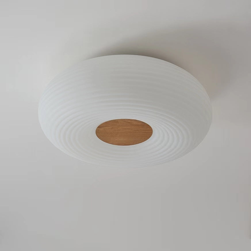 Modern Cream Ribbed Round Ceiling Lamp