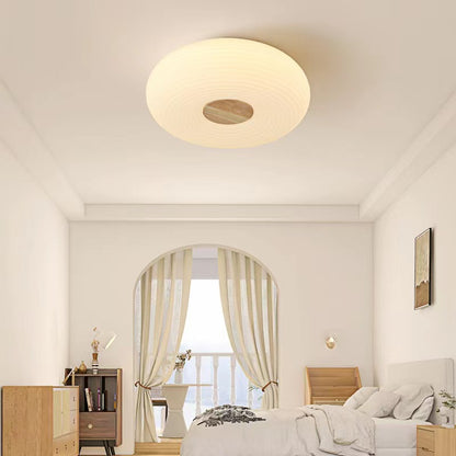 Modern Cream Ribbed Round Ceiling Lamp