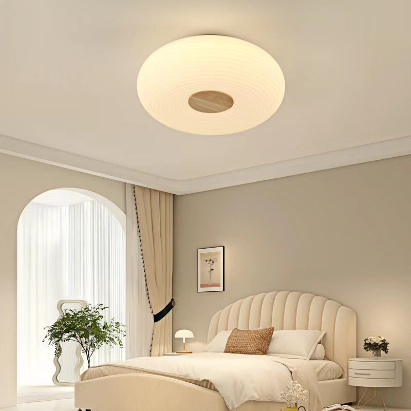 Modern Cream Ribbed Round Ceiling Light