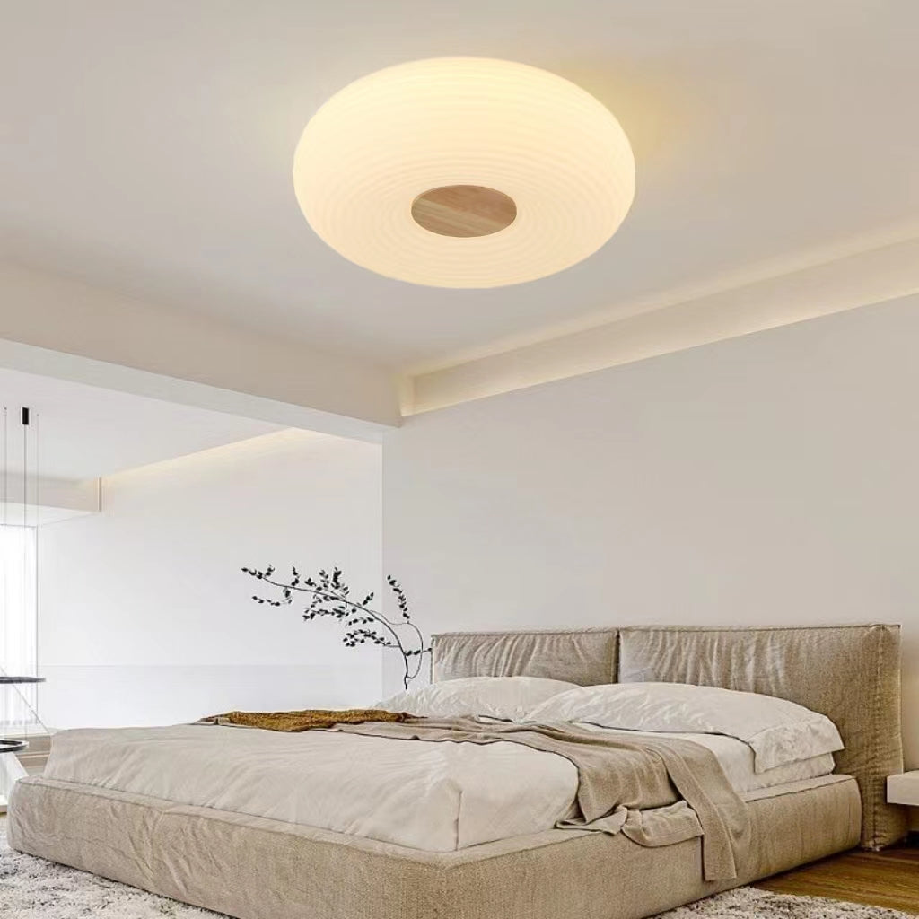 Modern Cream Ribbed Round Ceiling Lamp