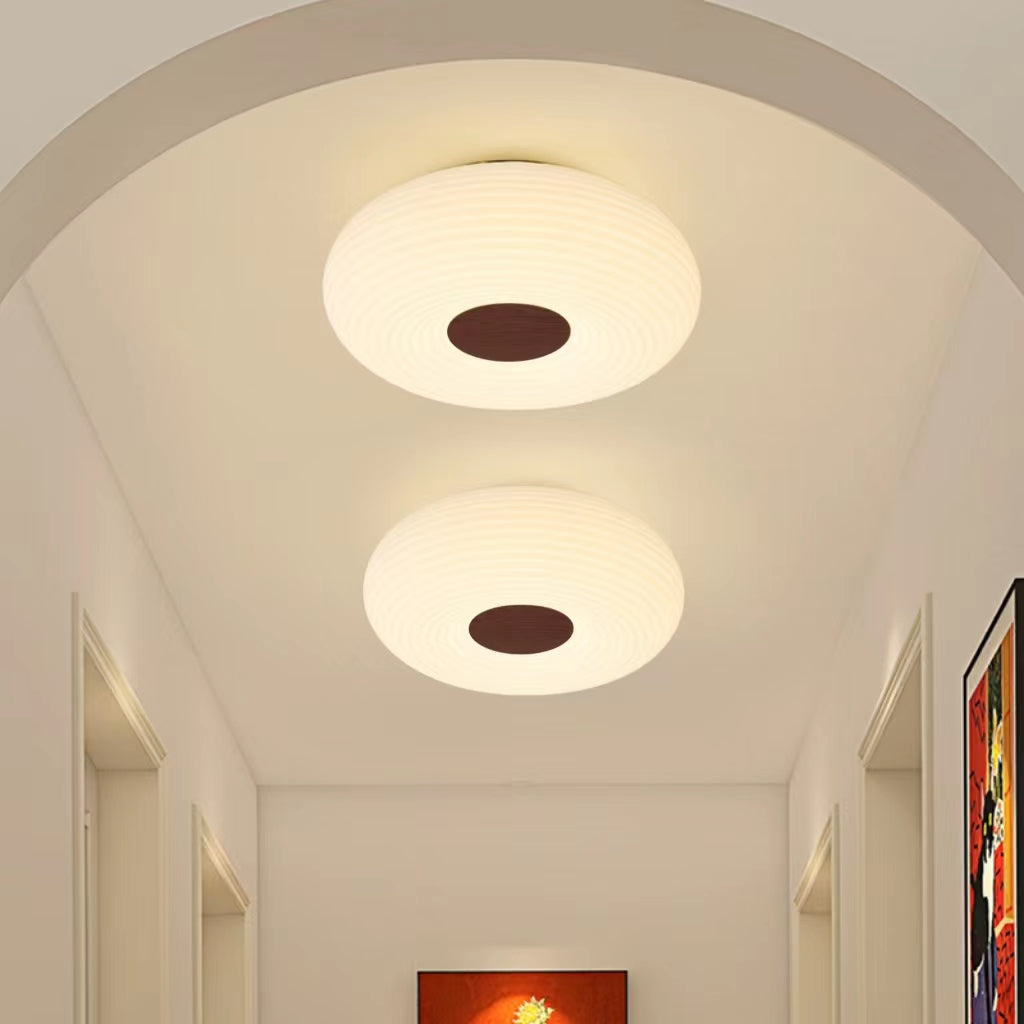 Modern Cream Ribbed Round Ceiling Lamp