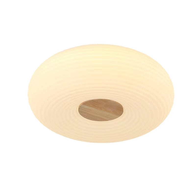 Modern Cream Ribbed Round Ceiling Lamp