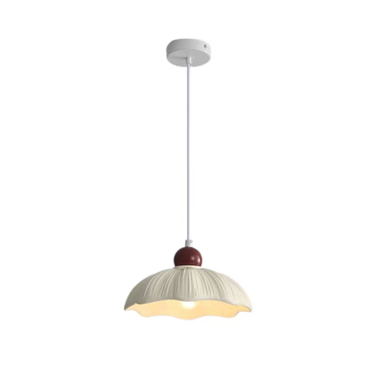 French Cream Style Pleated Flower Pendant Lamp