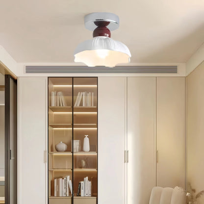 French Cream Style Semi Flush Ceiling Light