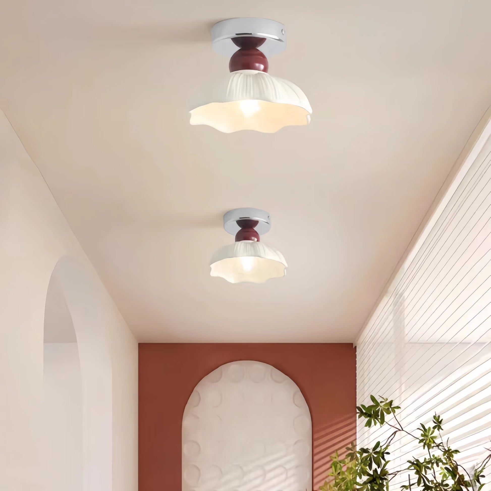 French Cream Style Semi Flush Ceiling Light