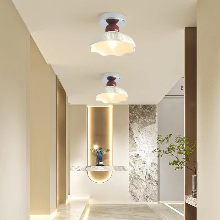 French Cream Style Semi Flush Ceiling Light