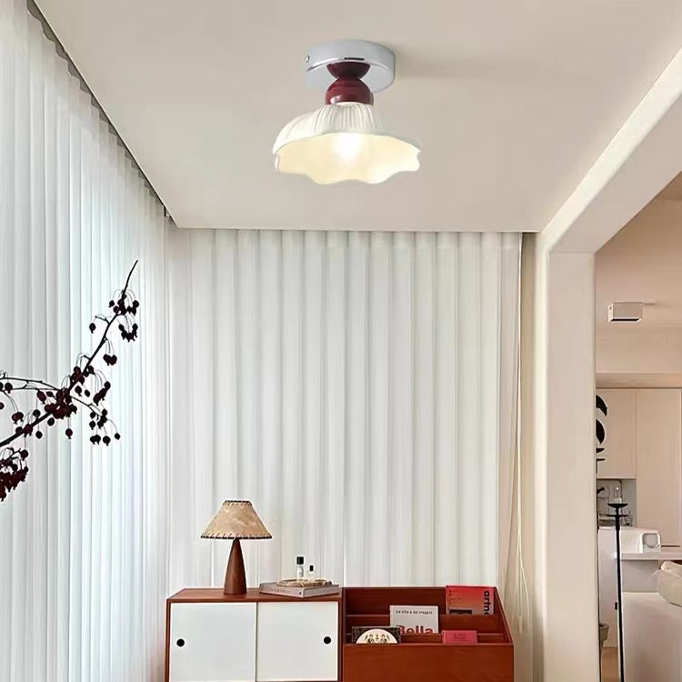 French Cream Style Semi Flush Ceiling Light