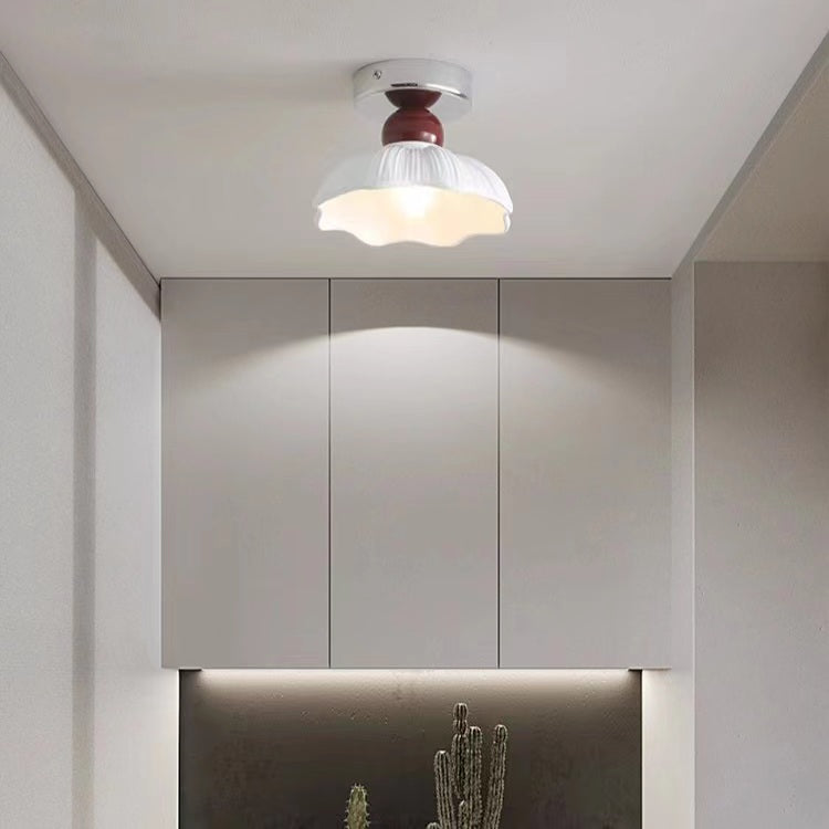 French Cream Style Semi Flush Ceiling Lamp