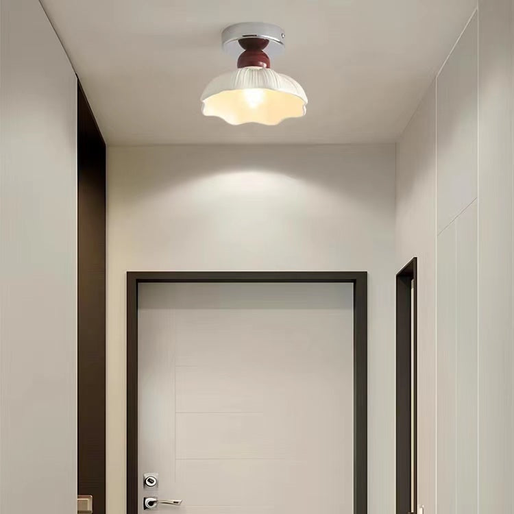 French Cream Style Semi Flush Ceiling Lamp