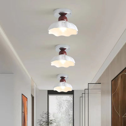 French Cream Style Semi Flush Ceiling Lamp