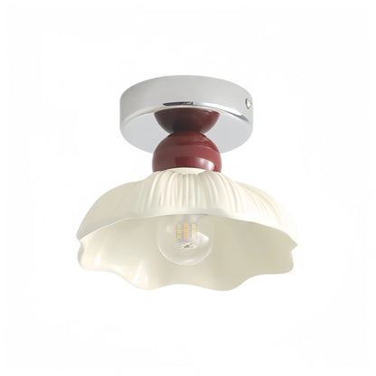 French Cream Style Semi Flush Ceiling Lamp