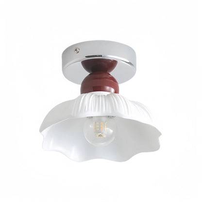 French Cream Style Semi Flush Ceiling Lamp