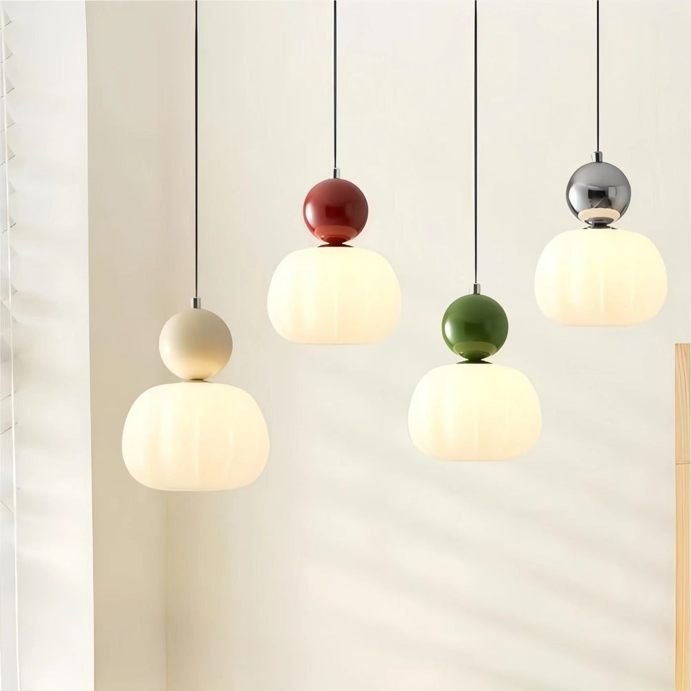 Modern Bauhaus Cream Pumpkin Pendant Lamp