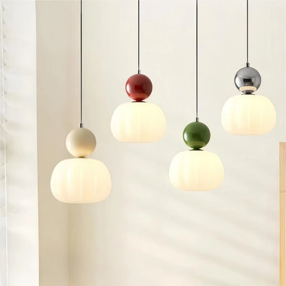 Modern Bauhaus Cream Pumpkin Pendant Lamp