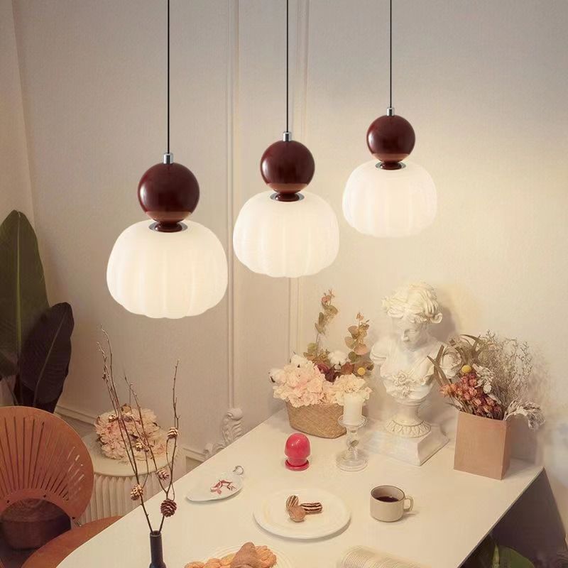 Modern Bauhaus Cream Pumpkin Pendant Lamp