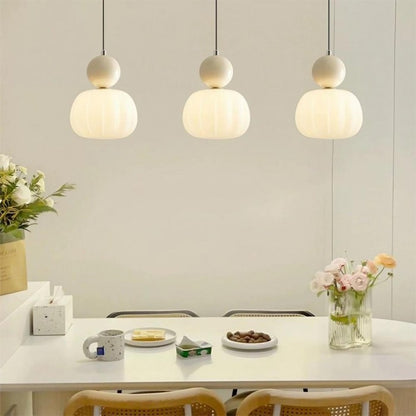 Modern Bauhaus Cream Pumpkin Pendant Lamp