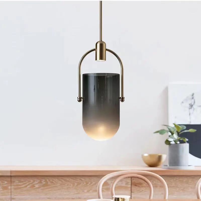 Modern Creative Bucket Shape Glass Pendant Lamp