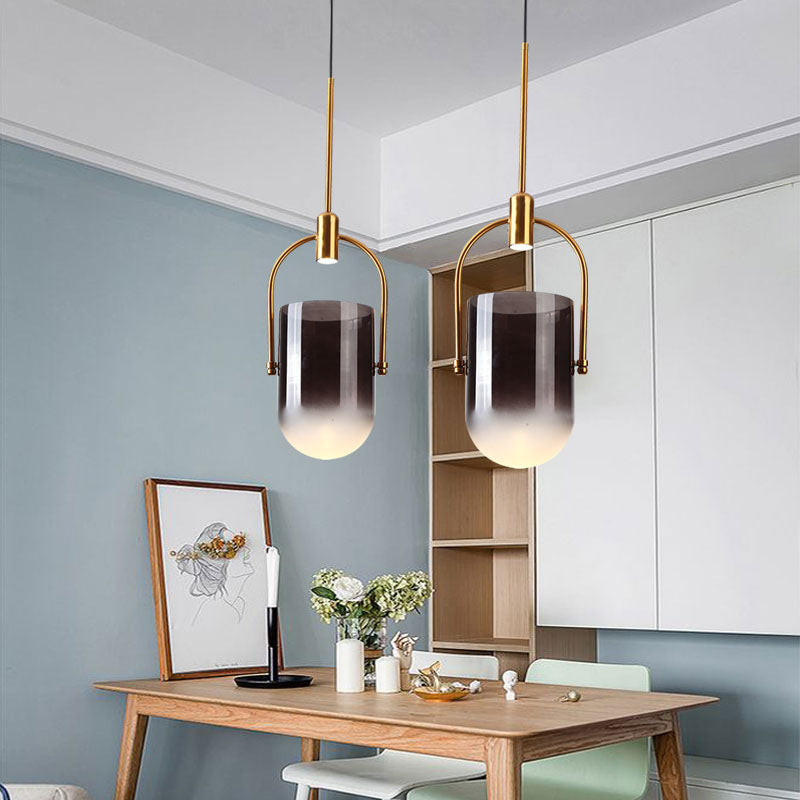 Modern Creative Bucket Shape Glass Pendant Lamp