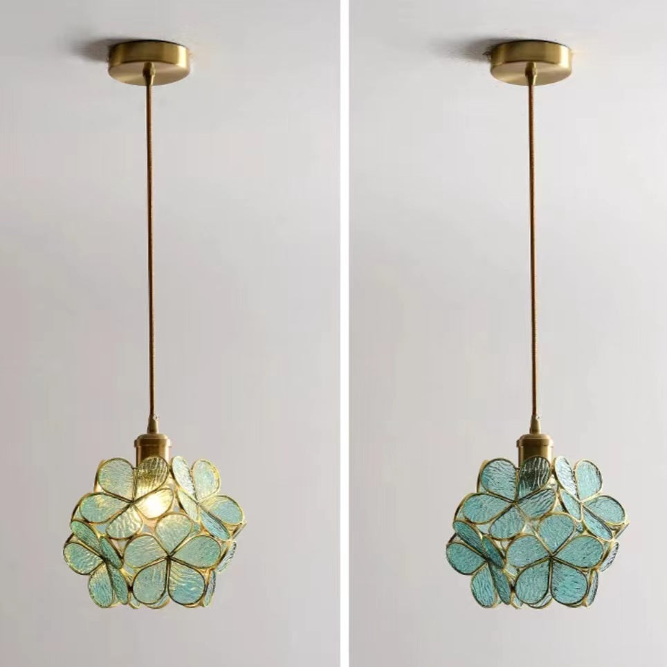 Modern Flower Petal Glass Pendant Lamp