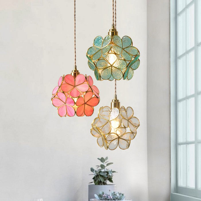 Modern Flower Petal Glass Pendant Lamp