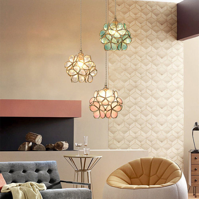 Modern Flower Petal Glass Pendant Lamp