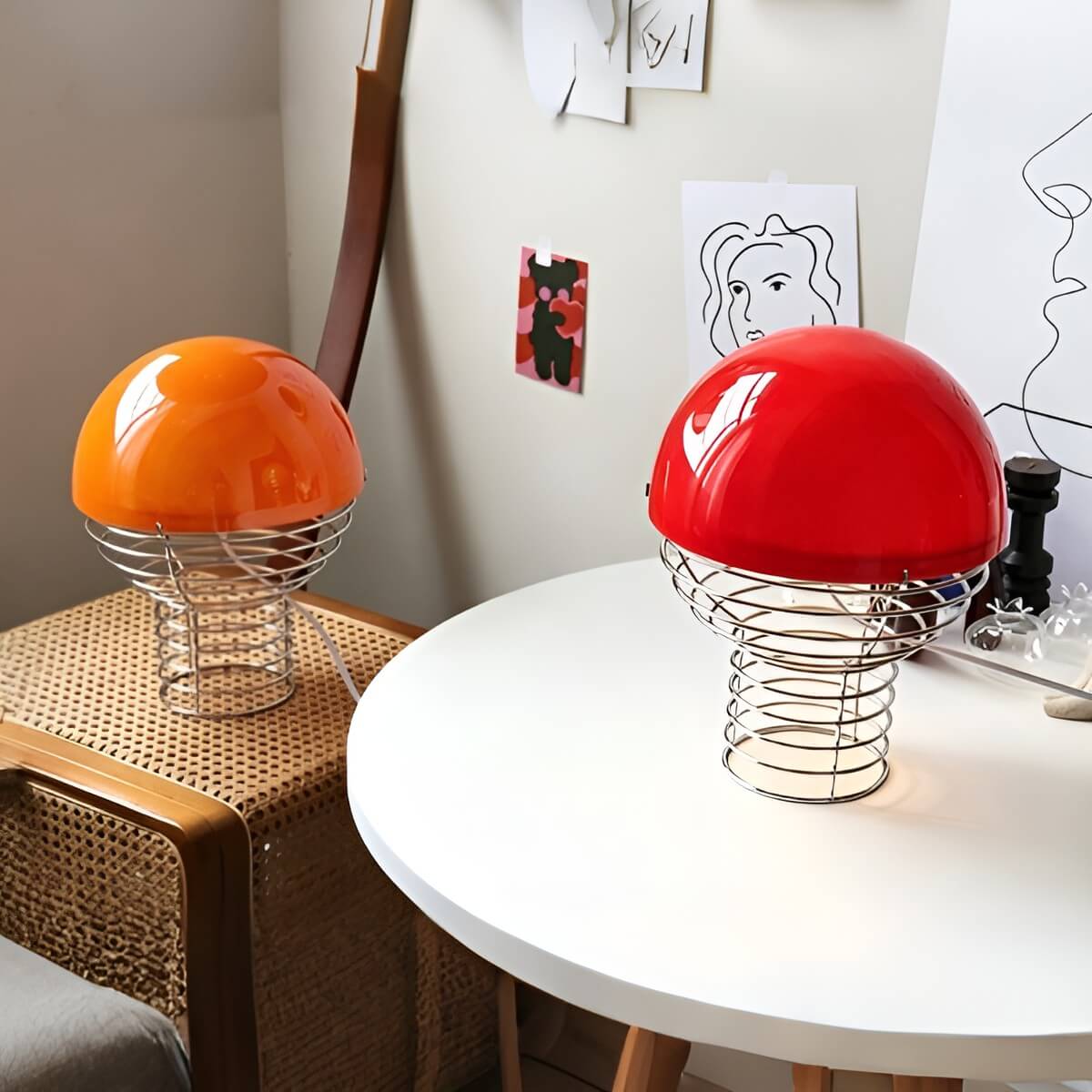 Modern Glass Shade and Spiral Base Unusual Table Lamp