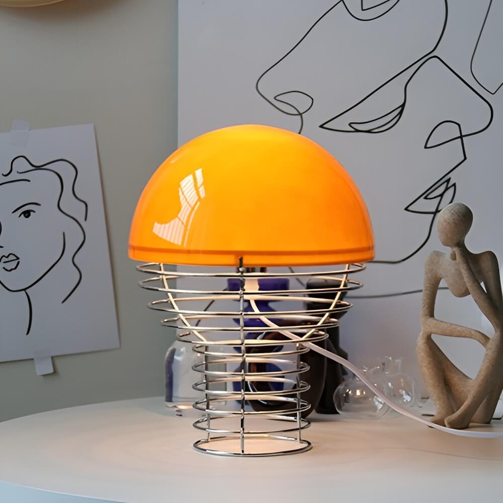 Modern Glass Shade and Spiral Base Unusual Table Lamp